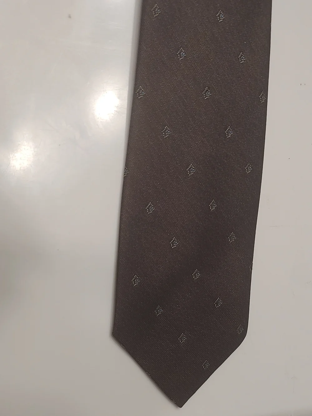 Mid century Boys Clip On Tie Brown/Gray